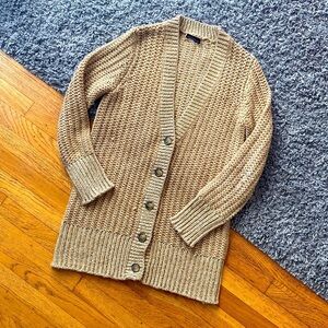 MODA International Gold Metallic Thick Long Sleeve Button Down Cardigan Sweater